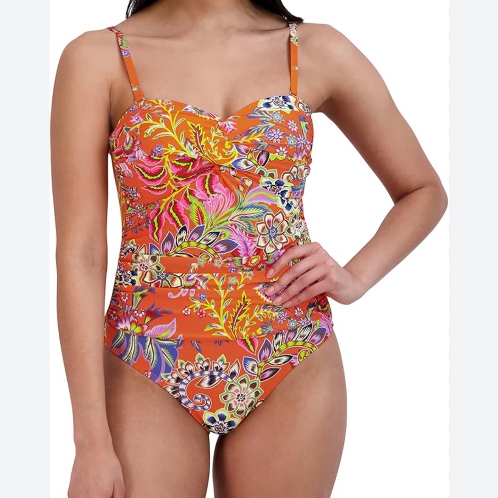 NWT BCBGMaxAzria twist floral swimsuit M